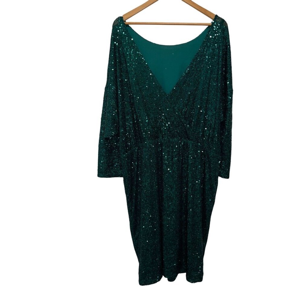 Eloquii Emerald Green Sequin V-Neck Dress Size 22